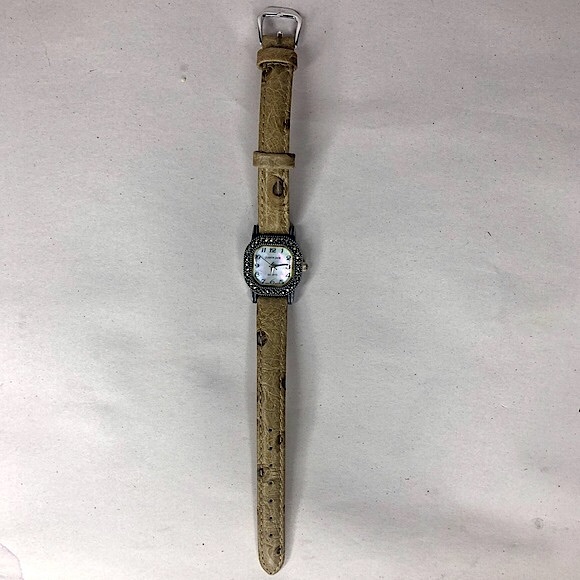 JUDITH JACK Swiss Movement MOP Face Marcasite Bezel Alligator Band Watch NWOT - Picture 14 of 17